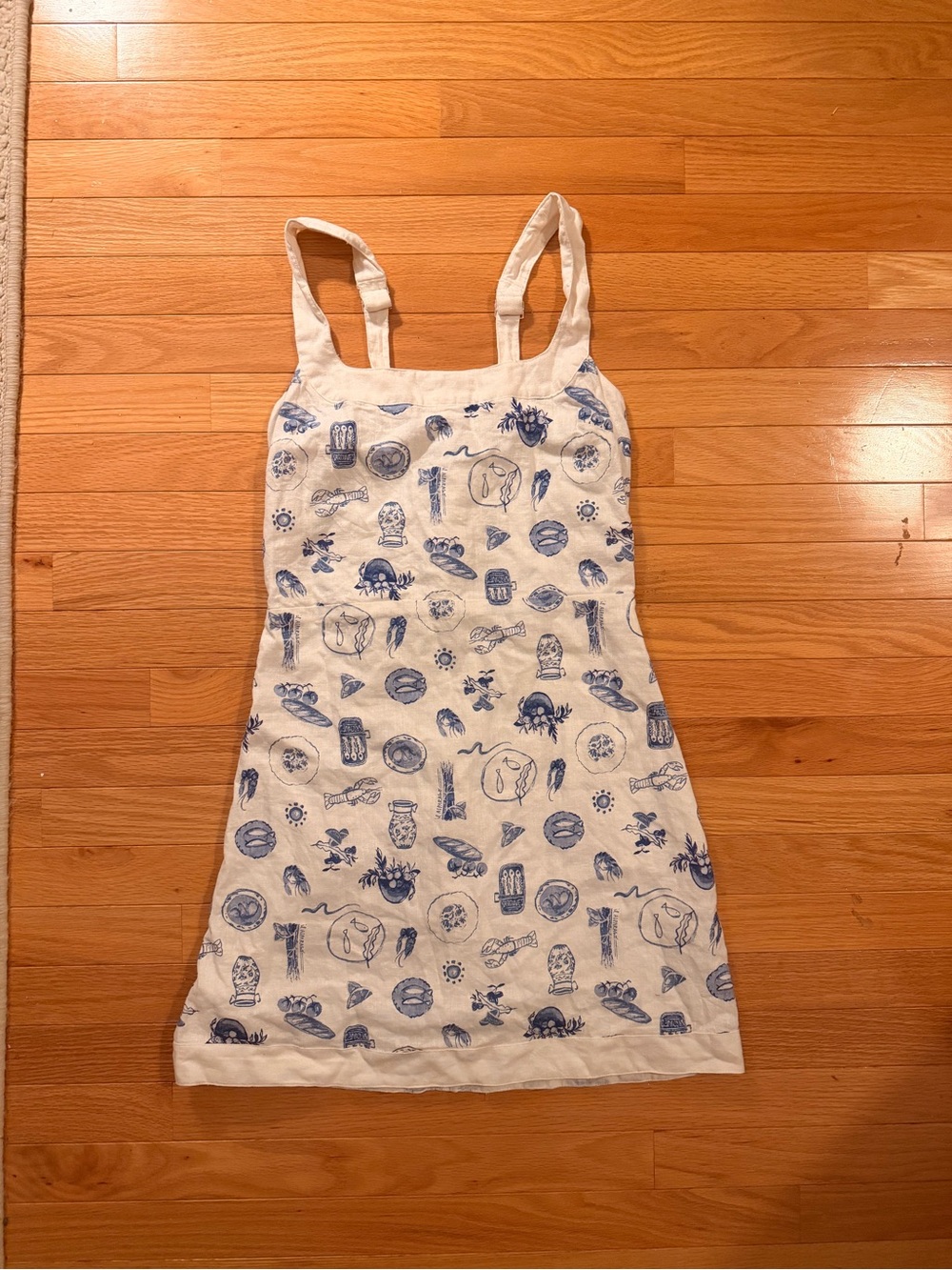 Abercrombie & Fitch White Mini Dress with Blue Print